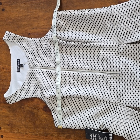 Express Black and White Polka Dot Fit & Flare Mini Dress Size 10 - Picture 6 of 12